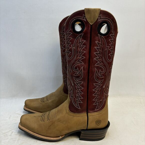 Ariat Ringer Mens Sz 10 EE Polo Tan Red Cedar Square Toe Cowboy - Main Image